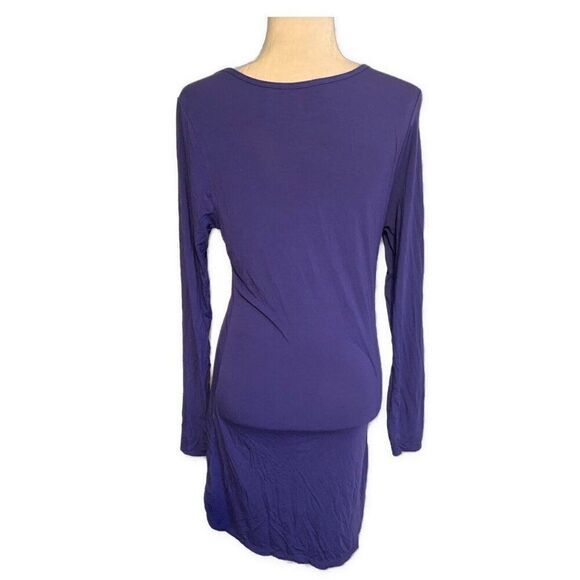 Splendid Intimates Womens Solid Purple Long Sleeve Sleep Mini Shirt Dress Small - Picture 2 of 4